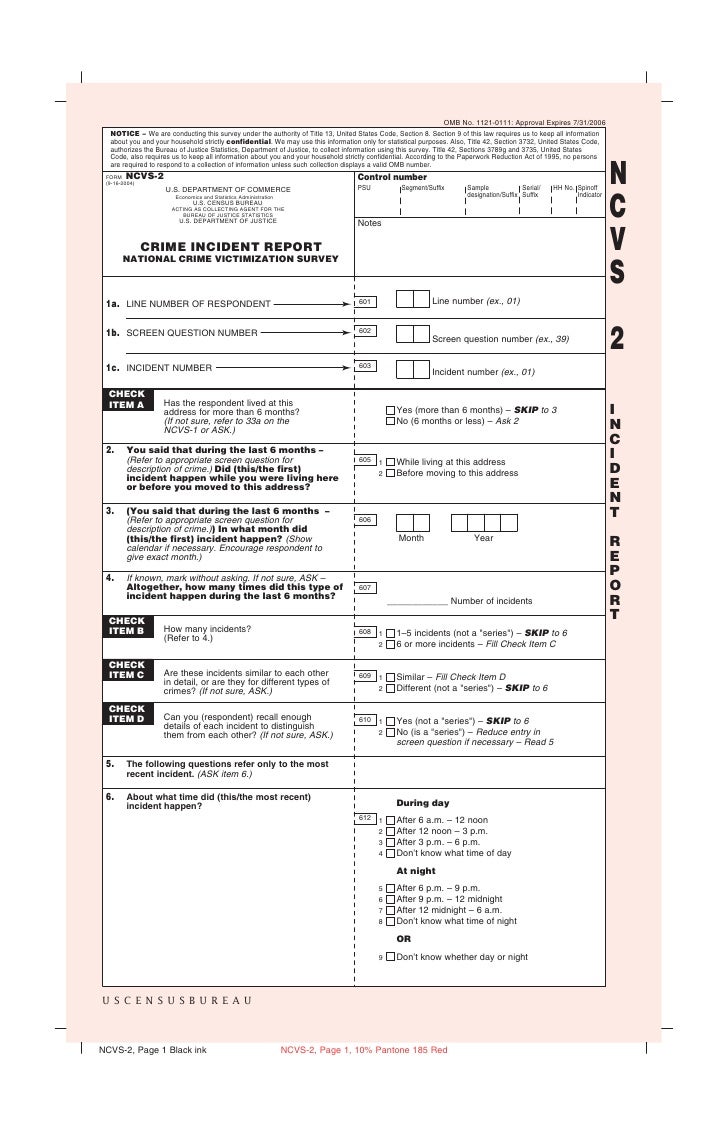 ncvs incident report questionnaire bdds incident report