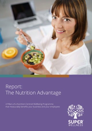 Report:
The Nutrition Advantage
4 Pillars of a Nutrition-Centred Wellbeing Programme
that measurably benefits your business and your employees
 