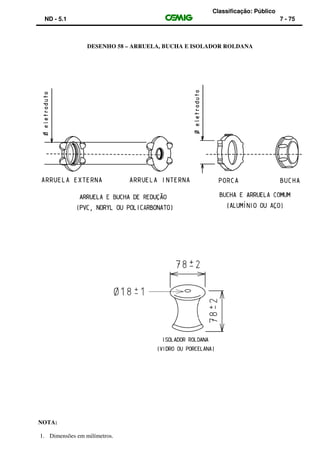 Classificação: Público
ND - 5.1 7 - 75
DESENHO 58 – ARRUELA, BUCHA E ISOLADOR ROLDANA
NOTA:
1. Dimensões em milímetros.
 