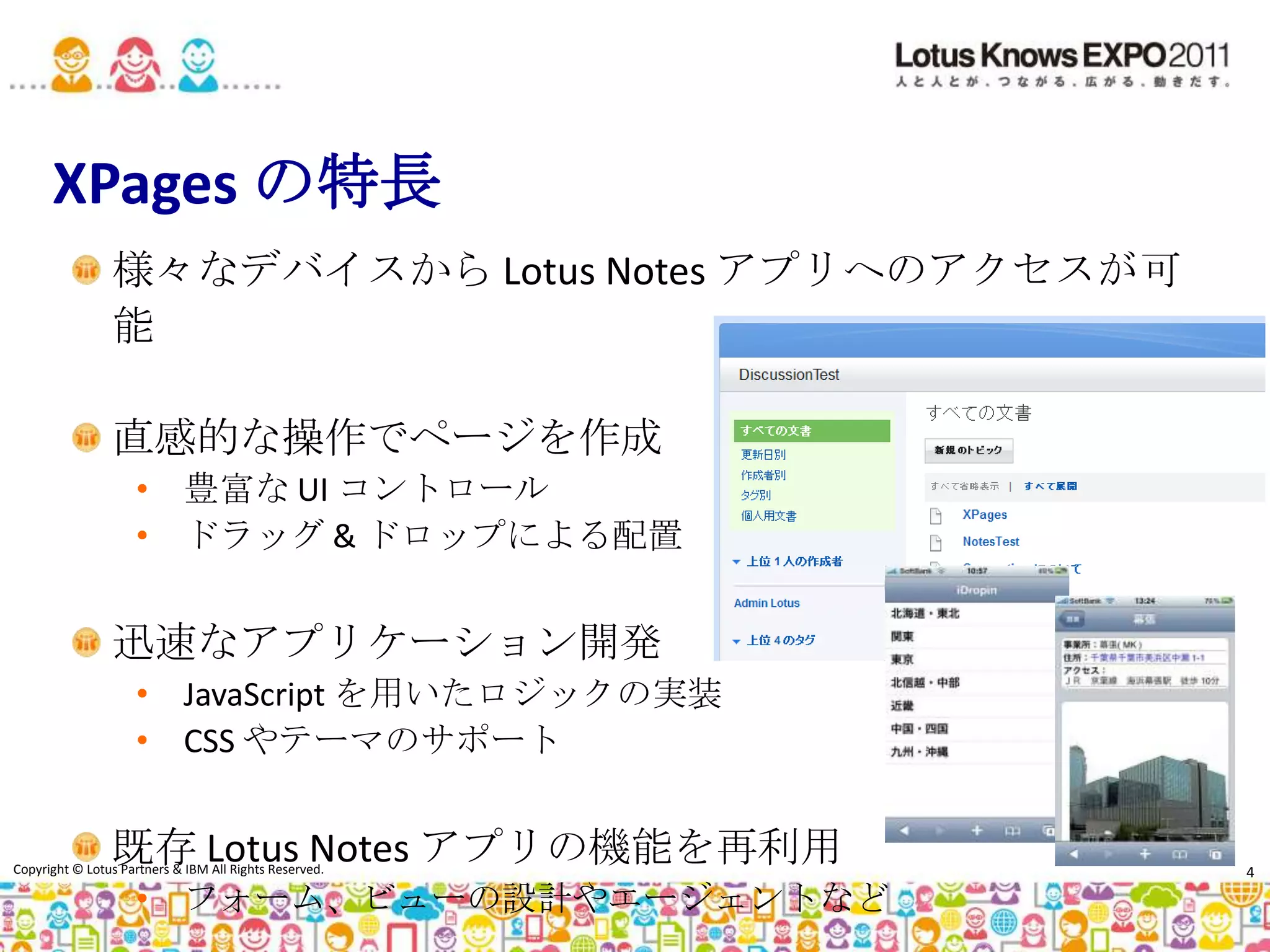 本日の内容XPagesとは?XPagesで実現できるアプリケーション例と特長ポイント 1 : AJAX サポートと、画面集約