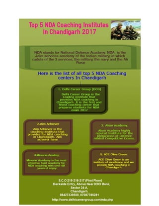 Chandigarh’s Rank Top 5 NDA institute 2017