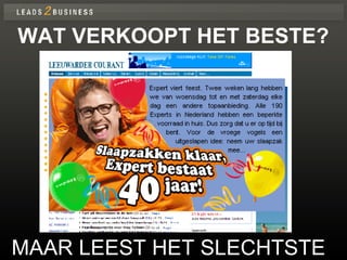 WAT VERKOOPT HET BESTE? MAAR LEEST HET SLECHTSTE 