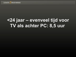 <24 jaar – evenveel tijd voor TV als achter PC: 8,5 uur  