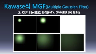 Kawase식 MGF(Multiple Gaussian Filter)
      2. 같은 해상도로 확대한다. (바이리니어 필터)
 