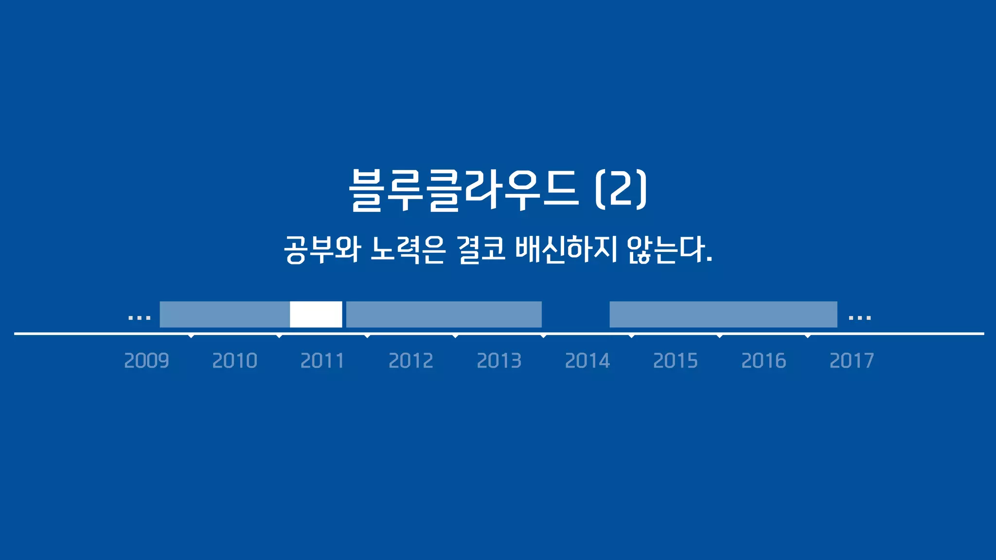 2009 2010 2011 2012 2013 2014 2015 2016 2017
……
블루클라우드 (2)
공부와 노력은 결코 배신하지 않는다.
 