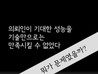 의뢰인이 기대한 성능을
기술만으로는
만족시킬 수 없었다
 