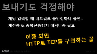 보내기도 걱정해야
채팅 입력할 때 네트워크 불안정하니 불편;;
재젂송 & 중복젂송방지 메커니즘 필요
 
