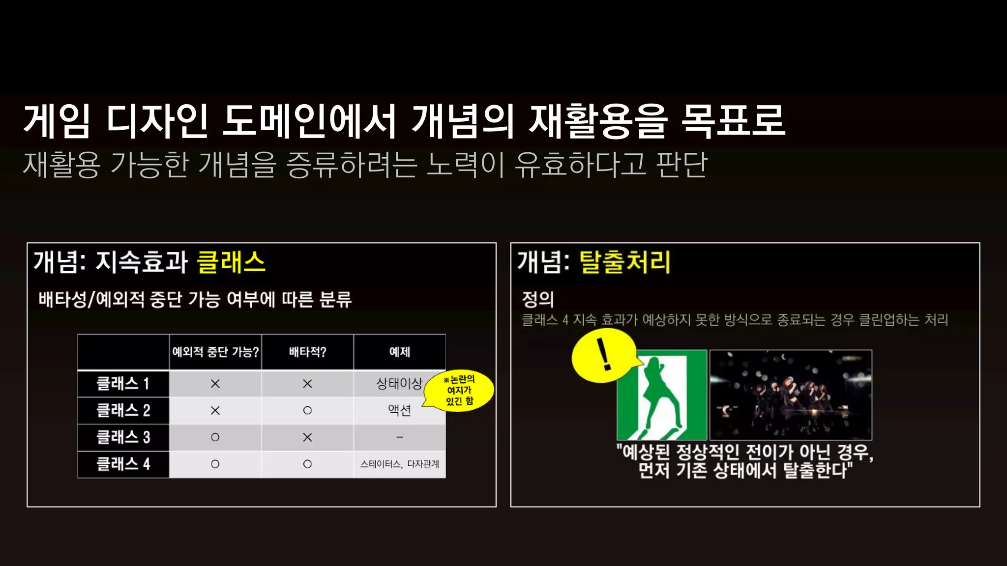 게임 디자인 도메인에서 개념의 재활용을 목표로
재활용 가능한 개념을 증류하려는 노력이 유효하다고 판단
 