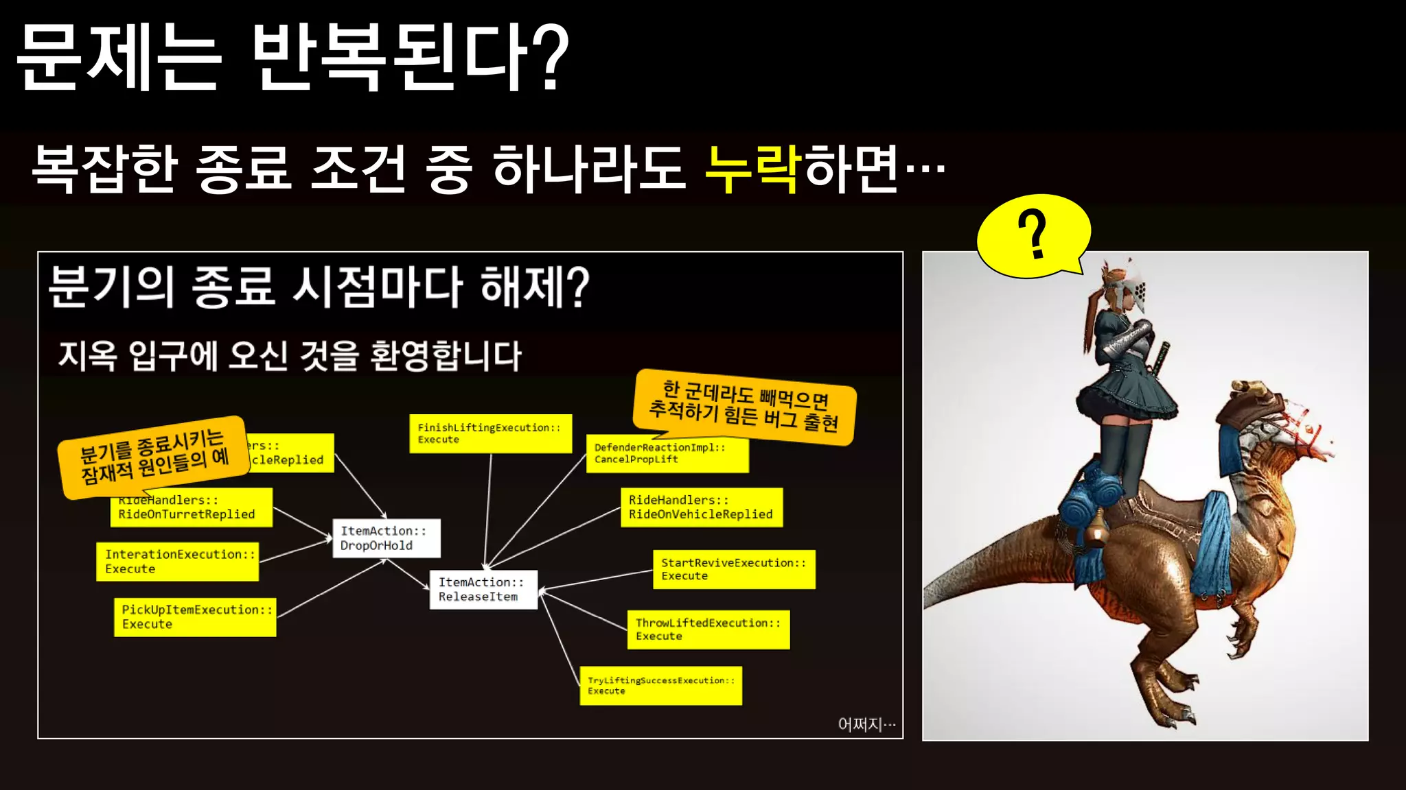 복잡한 종료 조건 중 하나라도 누락하면…
 