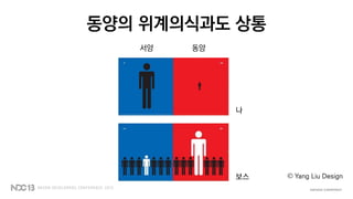 동양의 위계의식과도 상통
보스
나
서양 동양
© Yang Liu Design
 