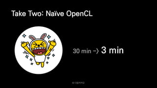 Take Two: Naïve OpenCL
30 min -> 3 min
© 다음카카오
 