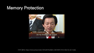 Memory Protection
이미지 출처는 https://mirror.enha.kr/wiki/그런%20거%20없다, 원본 화면이 어디서 왔는지는 알 수 없음.
 