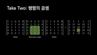 Take Two: 행렬의 곱셈
Mask Biomass maps Mask
 