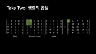 Take Two: 행렬의 곱셈
Mask Biomass maps Mask
 