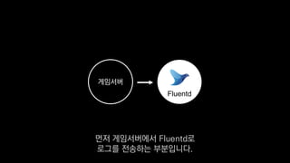 게임서버
Fluentd
먼저 게임서버에서 Fluentd로
로그를 전송하는 부분입니다.
 