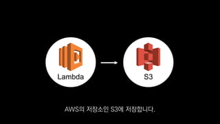Lambda S3
AWS의 저장소인 S3에 저장합니다.
 