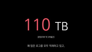 (론칭이후 약 3개월간)
110 TB
꽤 많은 로그를 모두 적재하고 있고,
 