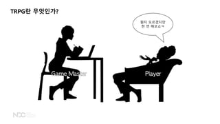 TRPG란 무엇인가?
뭔지 모르겠지만
한 번 해보쇼ㅋ
 