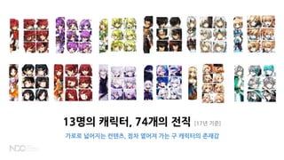 13명의 캐릭터, 74개의 전직 [17년 기준]
가로로 넓어지는 컨텐츠, 점차 옅어져 가는 구 캐릭터의 존재감
 