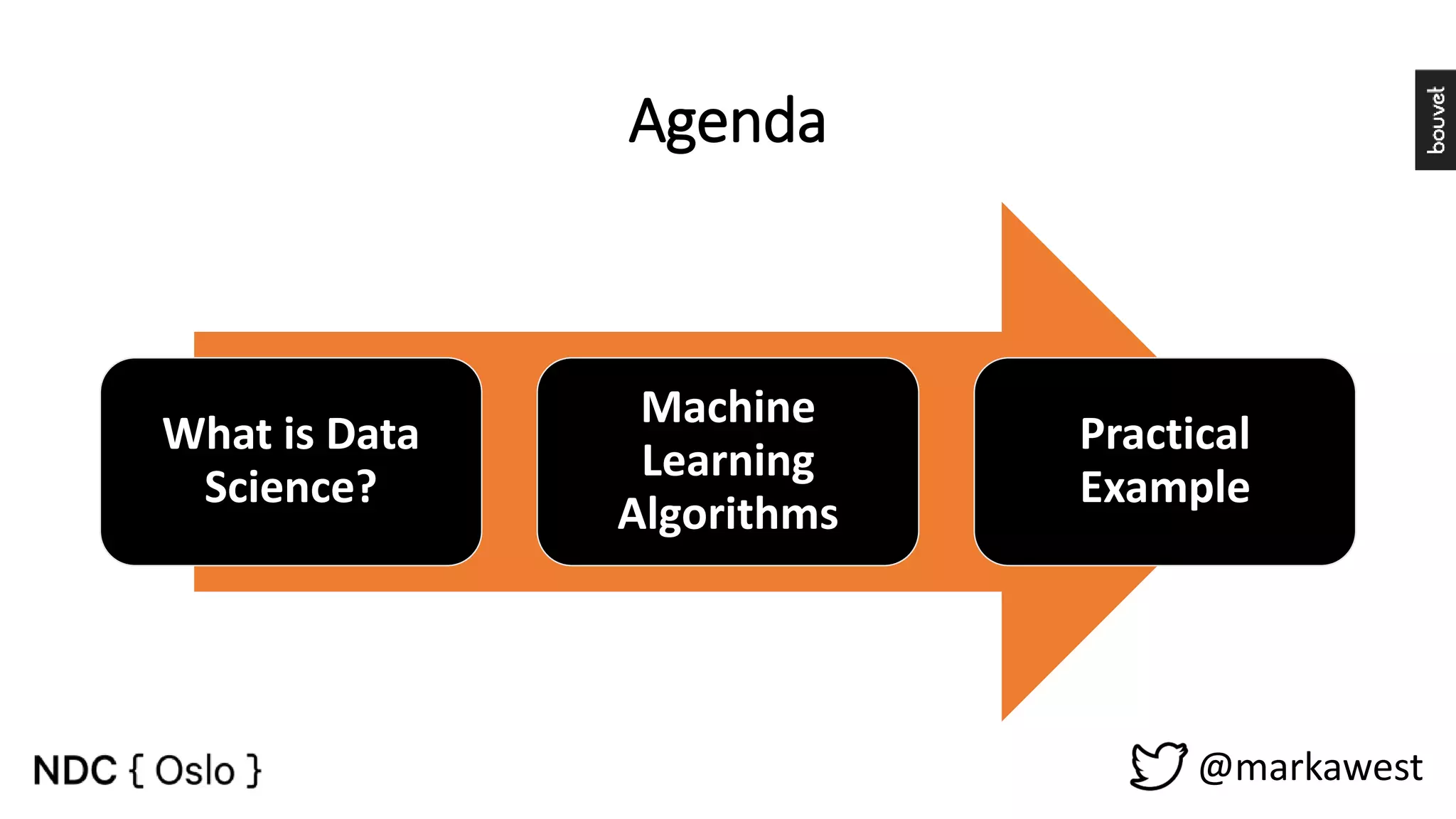 Agenda What is Data Science? Machine Learning Algorithms Practical Example @markawest 