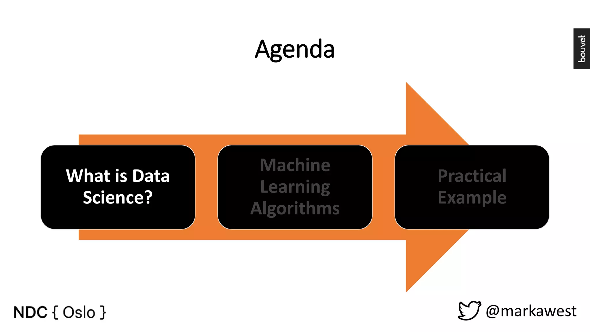 Agenda What is Data Science? Machine Learning Algorithms Practical Example @markawest 