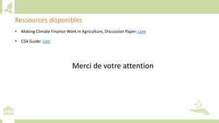 Training workshop on Implementing Nationally Determined Contributions (NDC) Commitments in Agriculture (French)