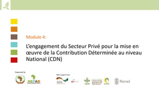 Training workshop on Implementing Nationally Determined Contributions (NDC) Commitments in Agriculture (French)