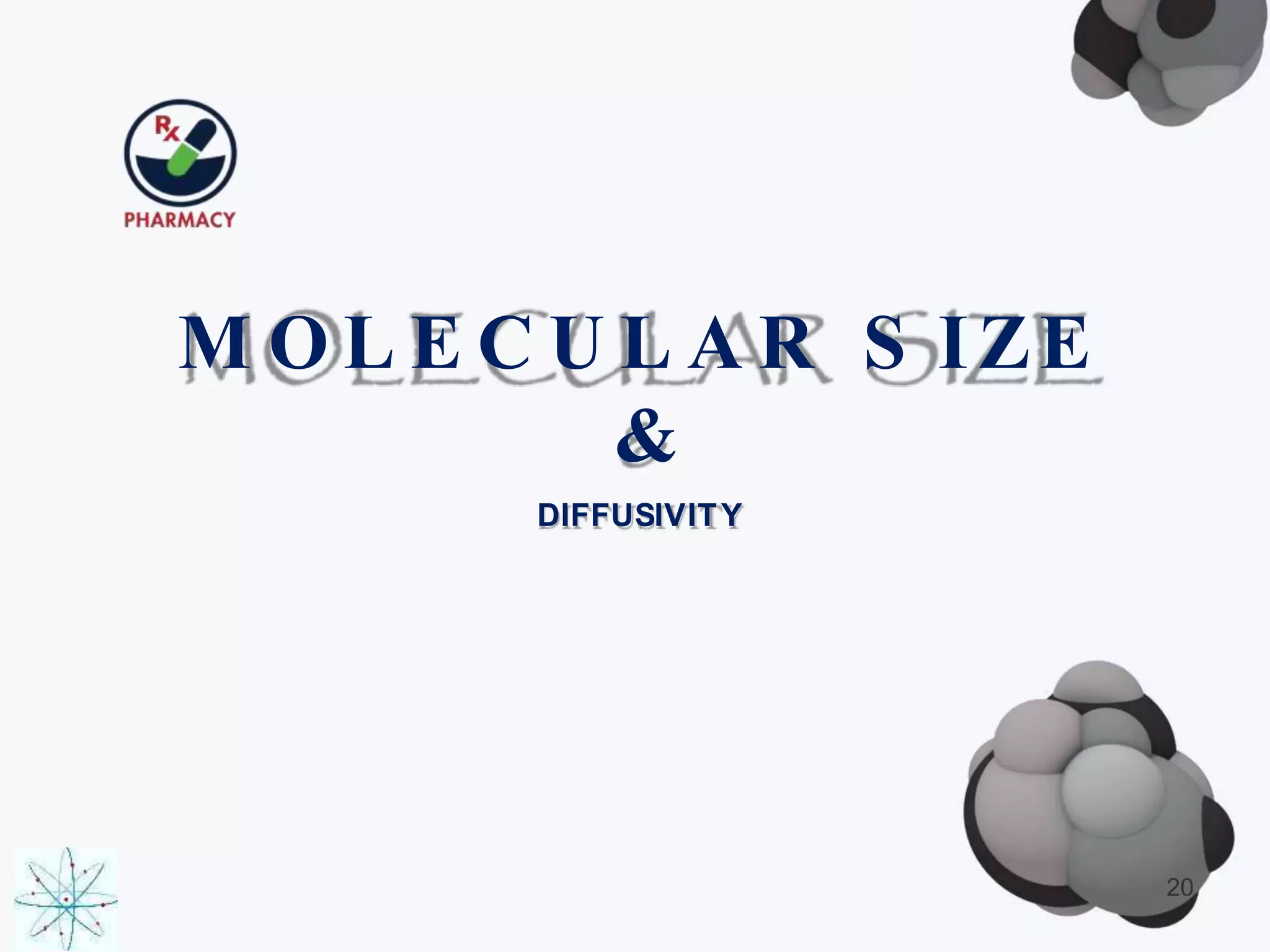 M O L E C U L A R S IZE
&
DIFFUSIVITY
20
 