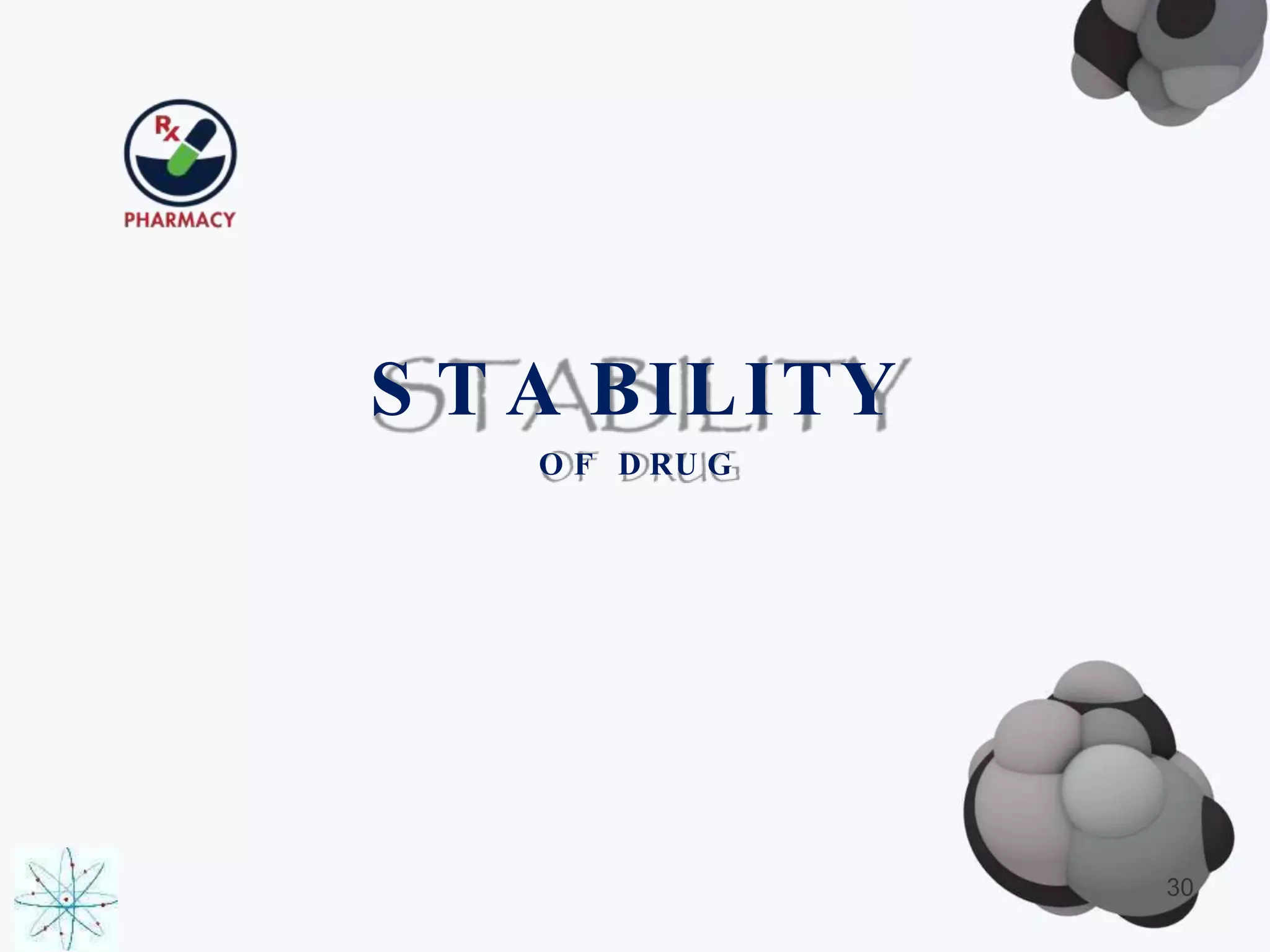 S T A BILITY
O F D RU G
30
 