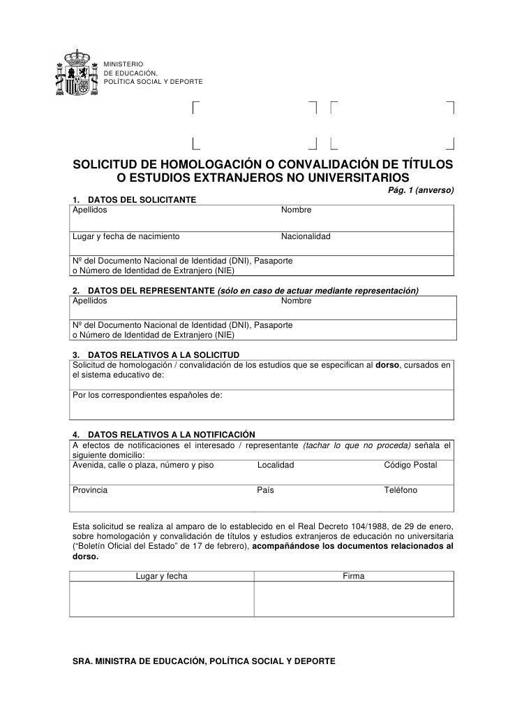 Homologacion De Titulos No Universitarios