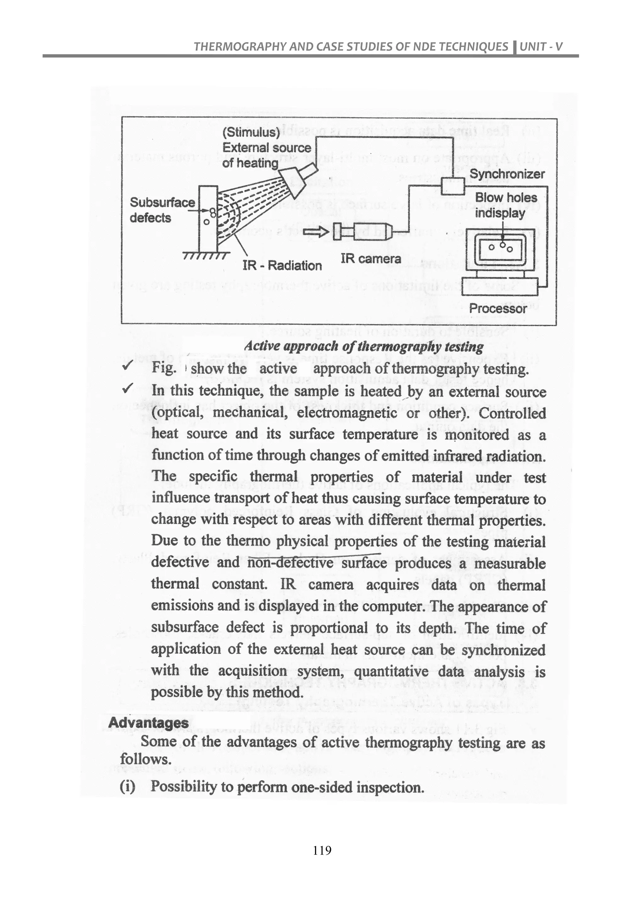 THERMOGRAPHY AND CASE STUDIES OF NDE TECHNIQUES UNIT - V
119
 