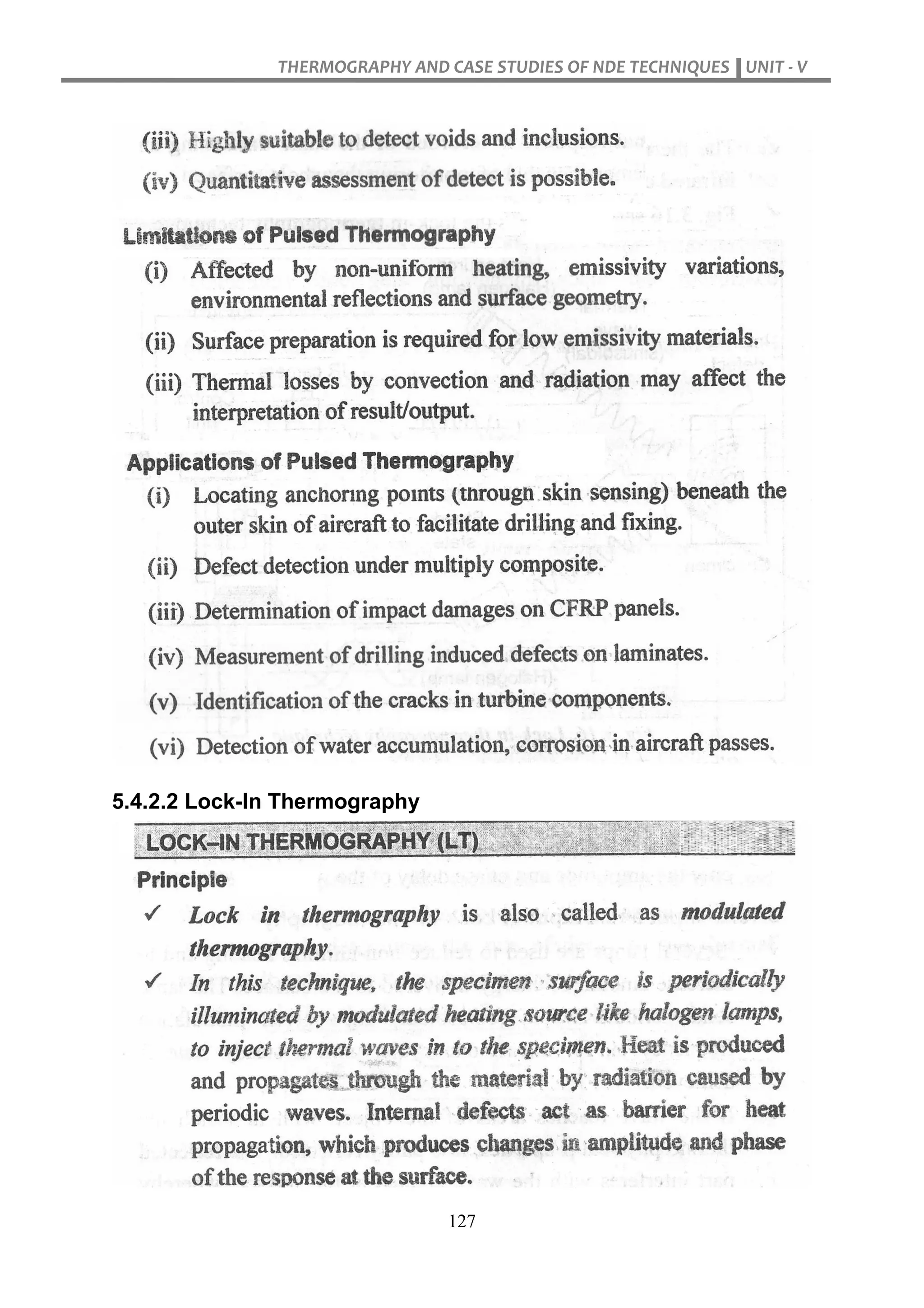 THERMOGRAPHY AND CASE STUDIES OF NDE TECHNIQUES UNIT - V
127
5.4.2.2 Lock-In Thermography
 