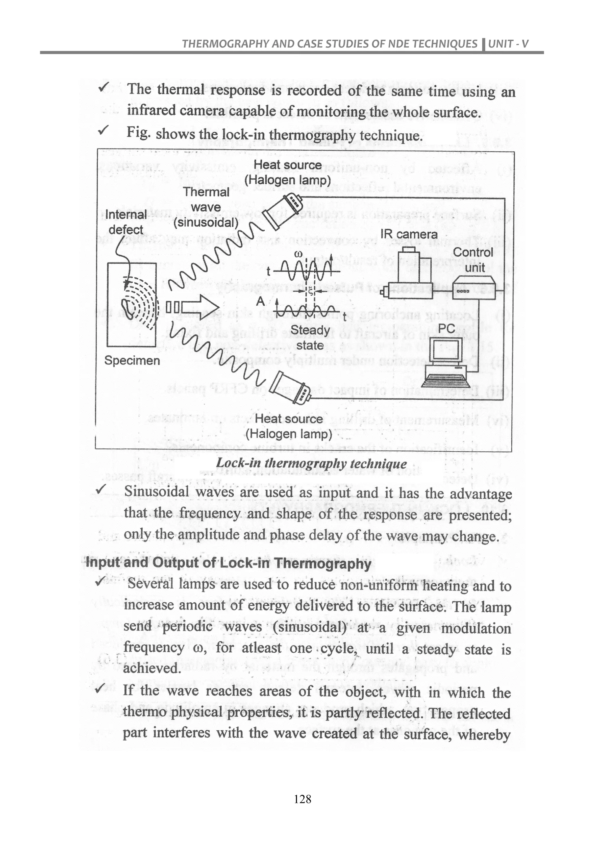 THERMOGRAPHY AND CASE STUDIES OF NDE TECHNIQUES UNIT - V
128
 