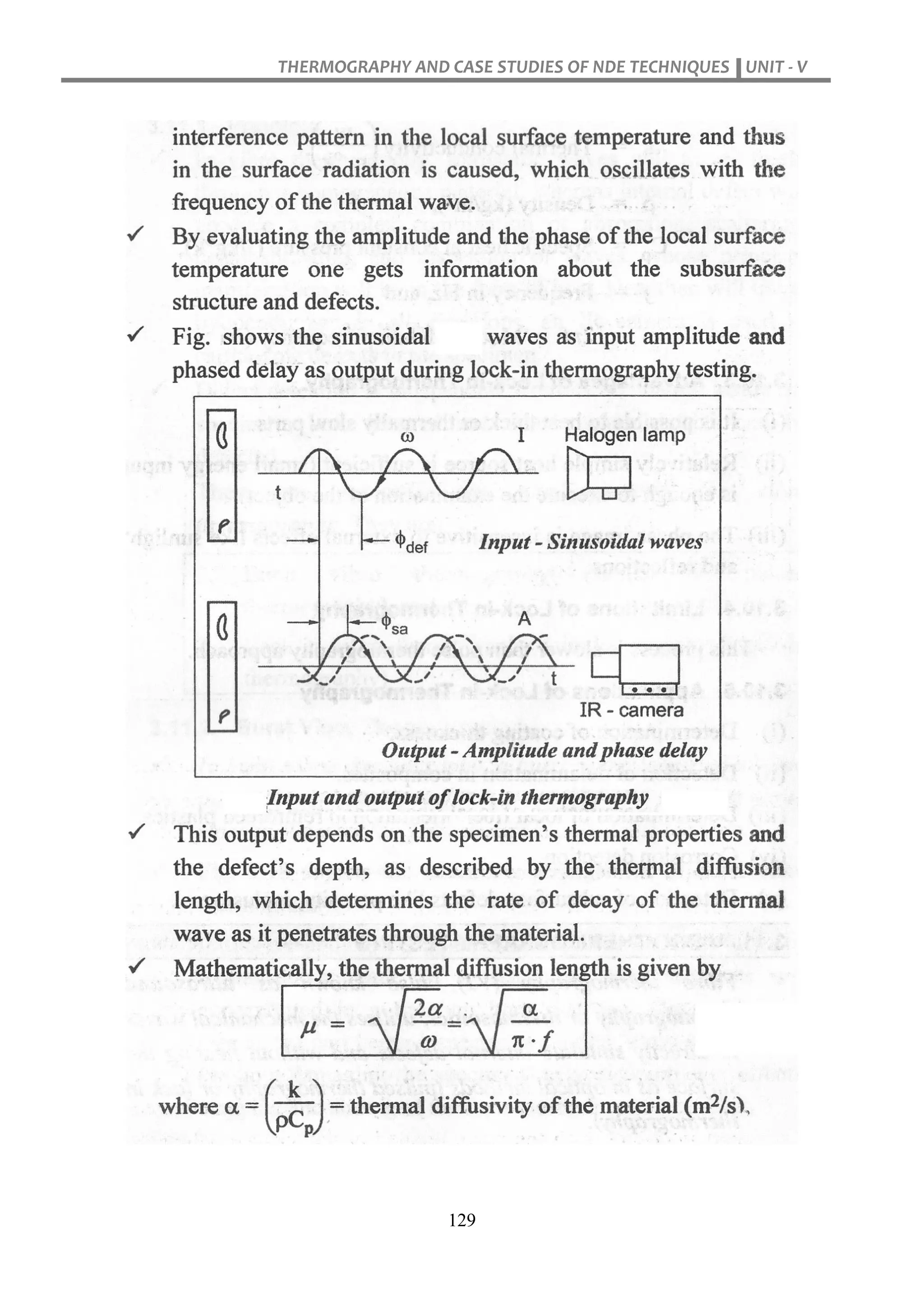 THERMOGRAPHY AND CASE STUDIES OF NDE TECHNIQUES UNIT - V
129
 
