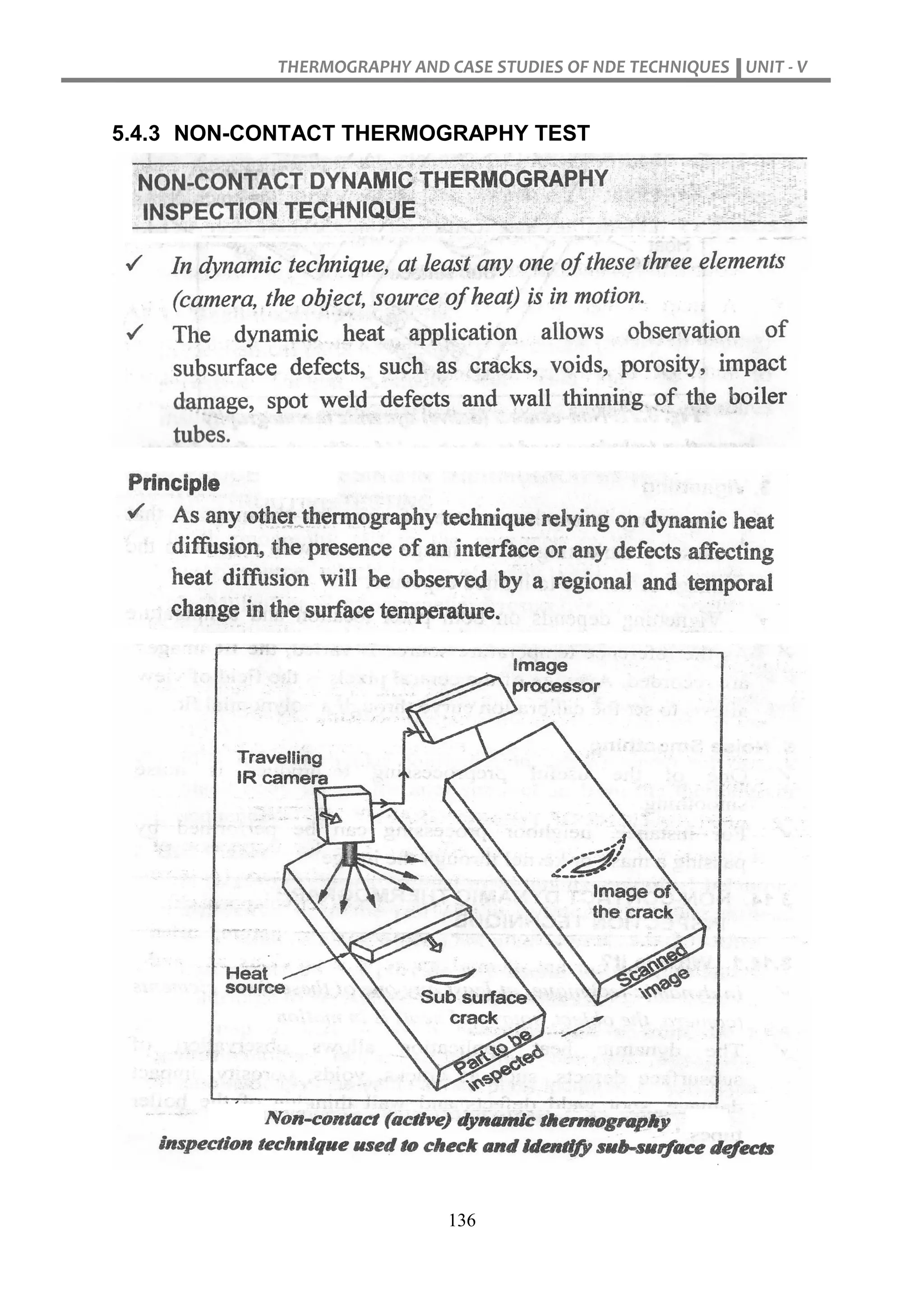 THERMOGRAPHY AND CASE STUDIES OF NDE TECHNIQUES UNIT - V
136
5.4.3 NON-CONTACT THERMOGRAPHY TEST
 