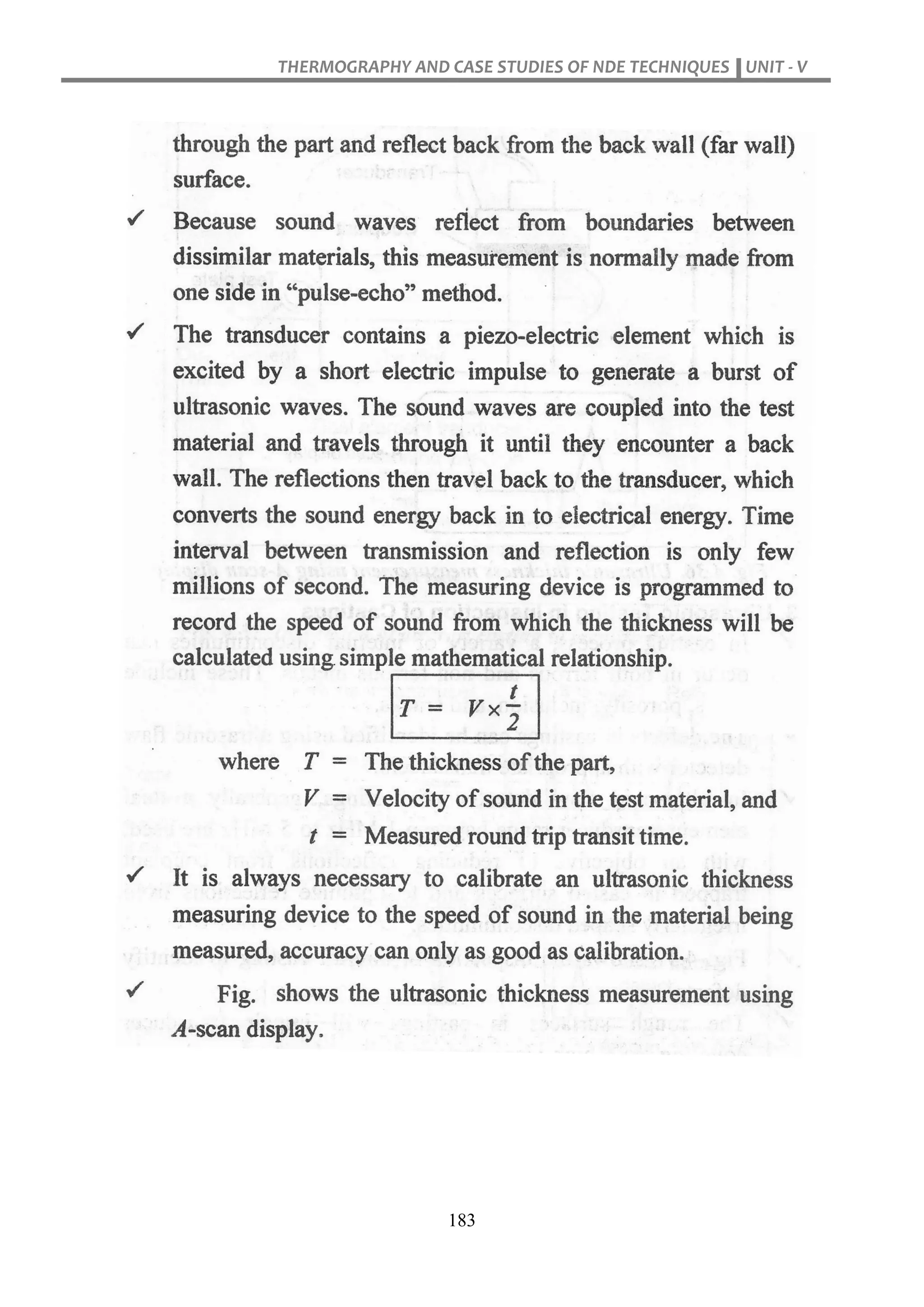 THERMOGRAPHY AND CASE STUDIES OF NDE TECHNIQUES UNIT - V
183
 