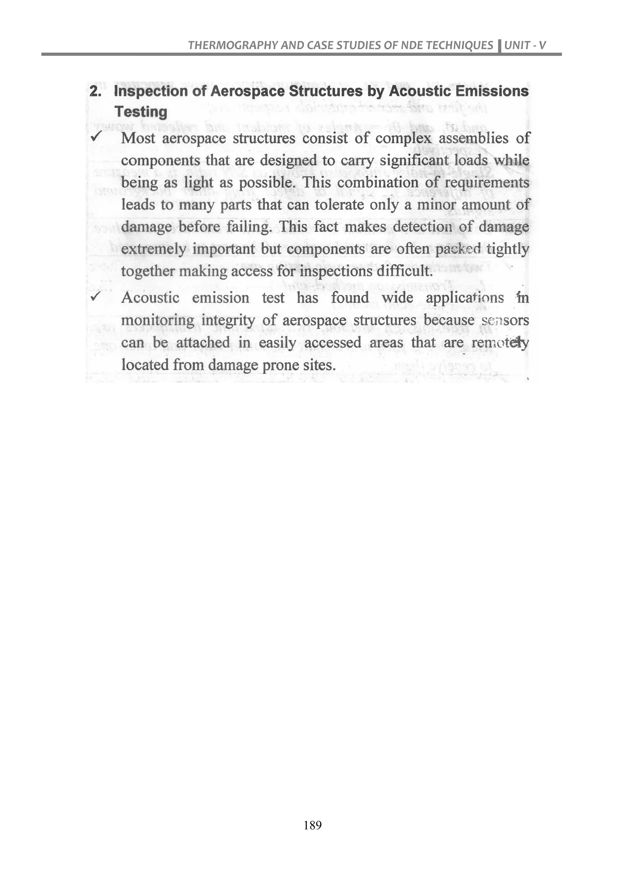 THERMOGRAPHY AND CASE STUDIES OF NDE TECHNIQUES UNIT - V
189
 
