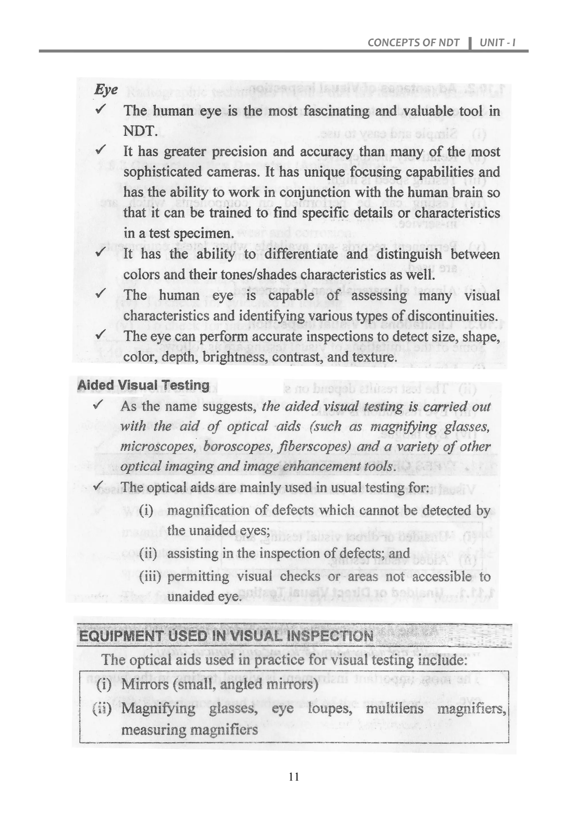 CONCEPTS OF NDT UNIT - I
11
 