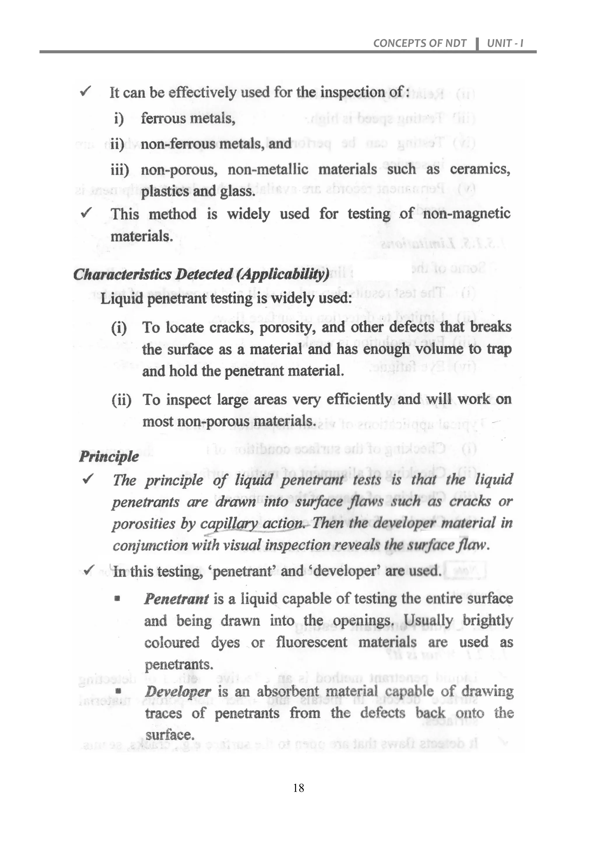 CONCEPTS OF NDT UNIT - I
18
 