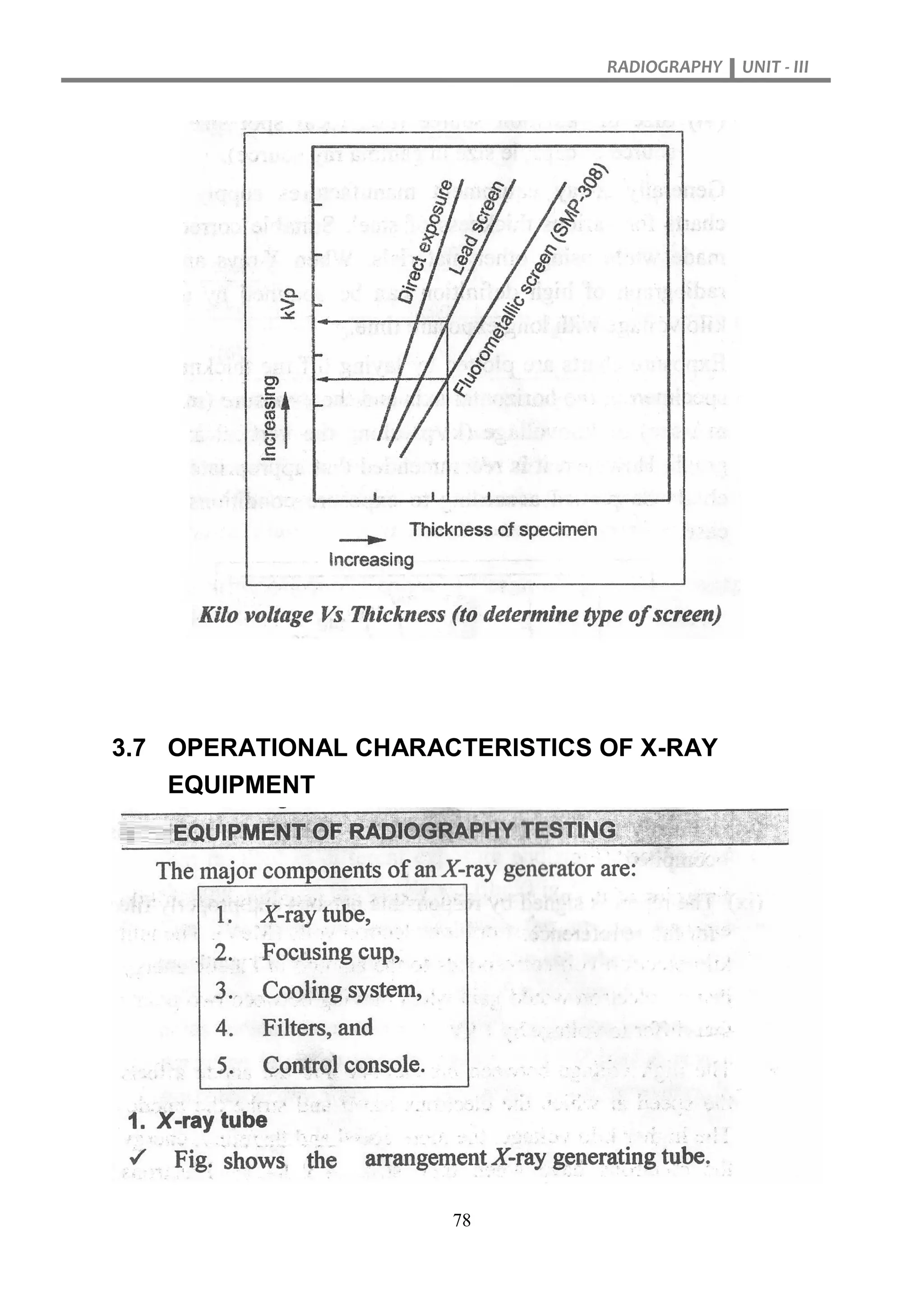RADIOGRAPHY UNIT - III
78
3.7 OPERATIONAL CHARACTERISTICS OF X-RAY
EQUIPMENT
 