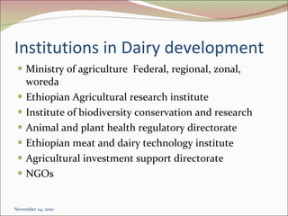 Policies and Strategies to Enhance Dairy Development in Ethiopia
