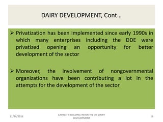 Capacity Building initiatives on dairy development 