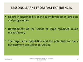 Capacity Building initiatives on dairy development 