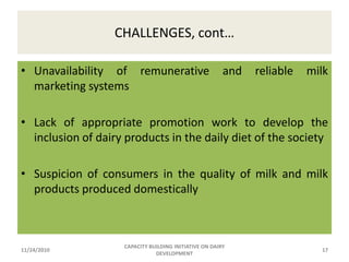 Capacity Building initiatives on dairy development 