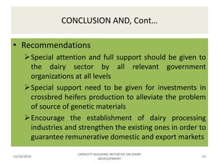 Capacity Building initiatives on dairy development 