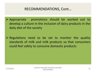 Capacity Building initiatives on dairy development 