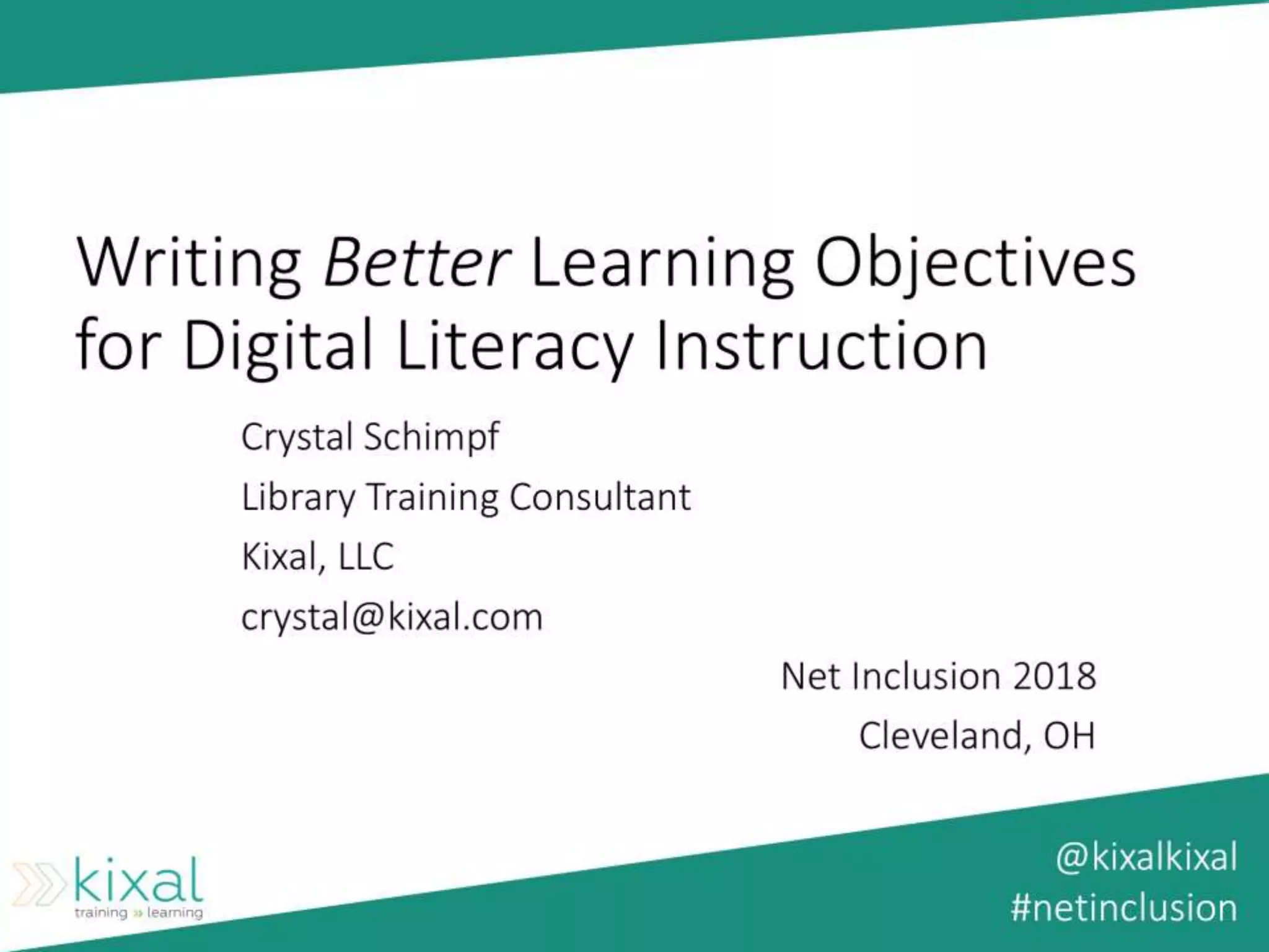Writing Better Learning Objectives for Digital Literacy Instruction | PPT