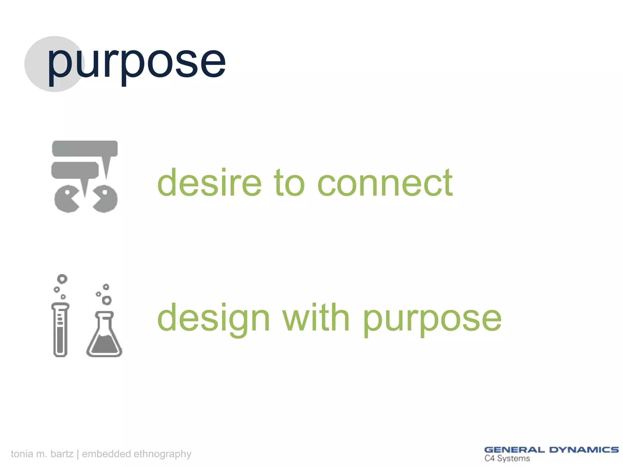 purpose
desire to connect

design with purpose

tonia m. bartz | embedded ethnography

 