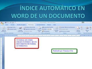 íNdice automático en word de un documento