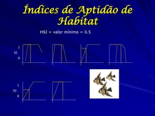 Índices de Aptidão de
                Habitat
            HSI = valor mínimo = 0.5


     1
SI
     0




     1
SI
     0
 